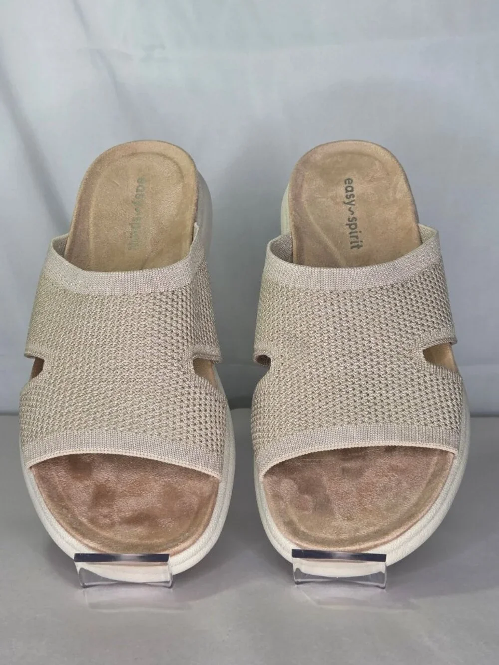 Easy Spirit Amari Sporty Flat Slide Sandals - Light Natural
